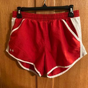 Red and White Under Armor Shorts